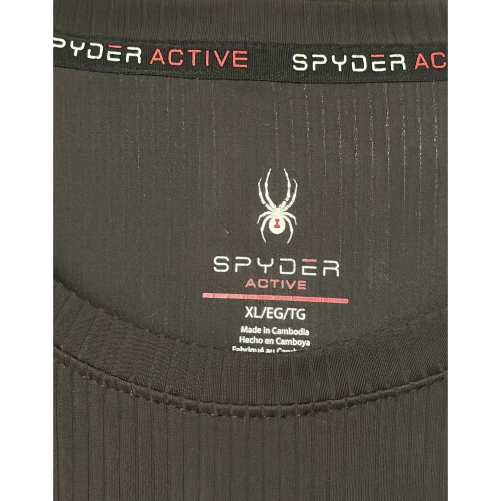 Spyder Active Ribbed Performance Tee XL Black Athleisure Gym Running Stretch - Picture 5 of 5